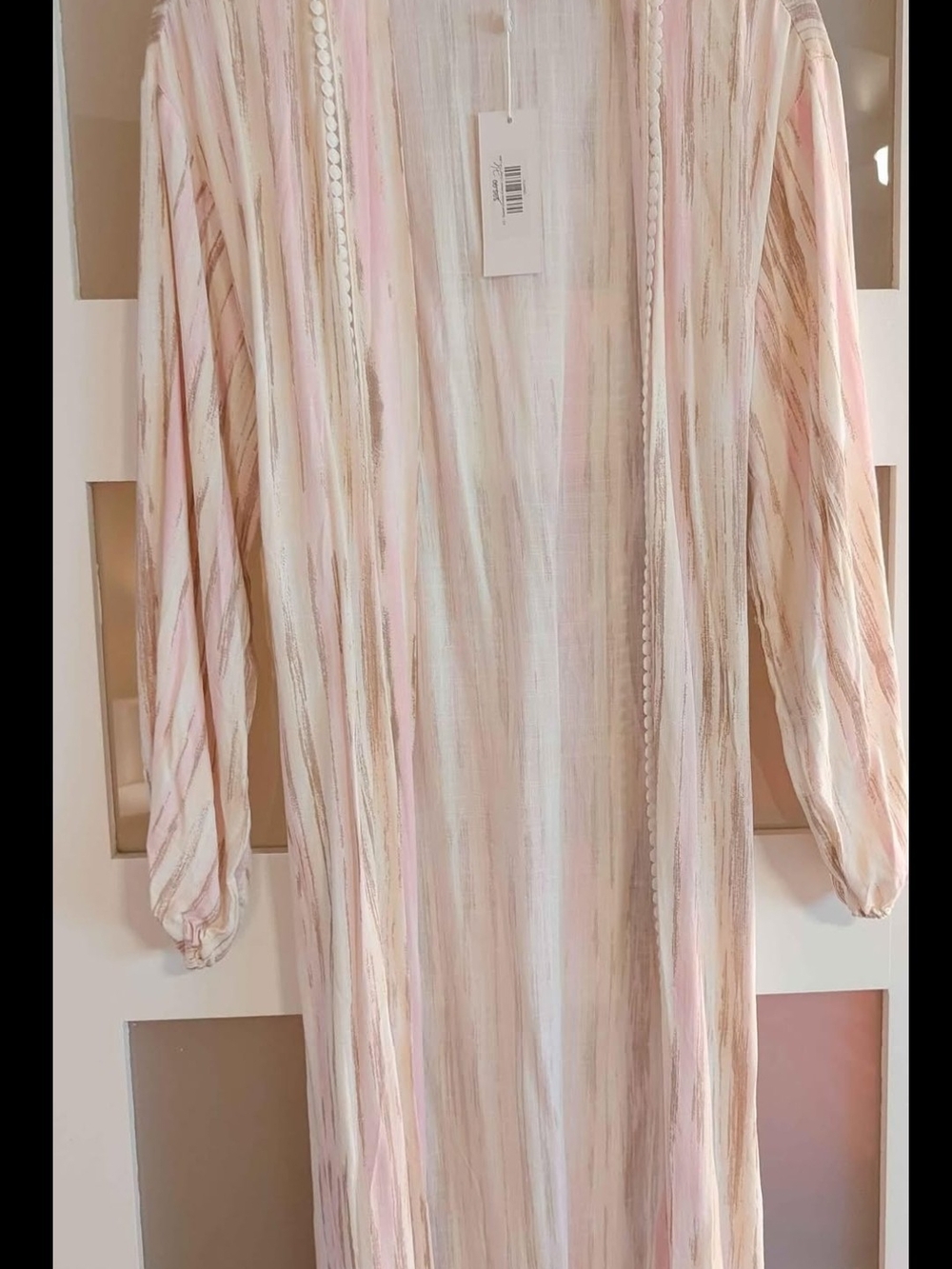 Ladies Lightweight Pink & Cream coverup/shirt - Sage the Label